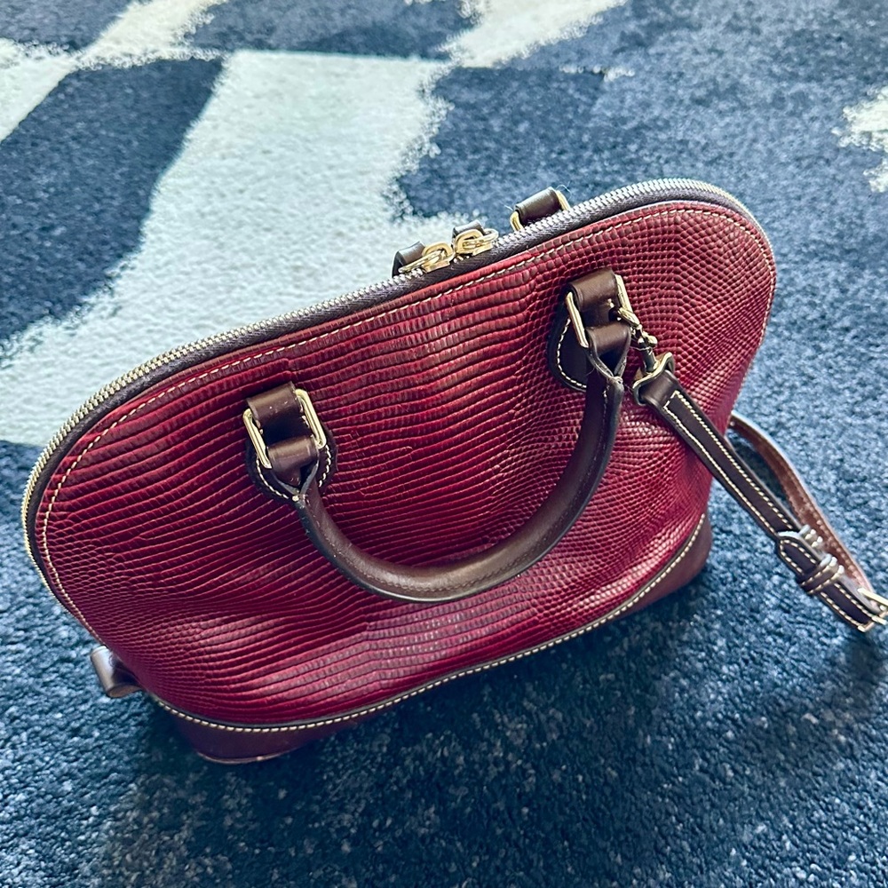 DOONEY & BOURKE Embossed Lizard Dark Red Satchel Tote Shoulder Bag - Picture 9 of 14